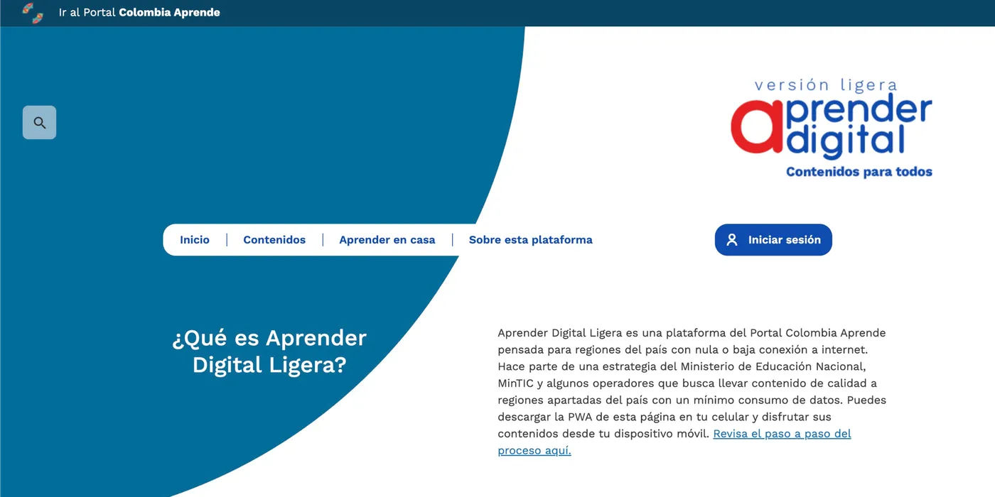 Aprender Digital lightweight (offline) version interface