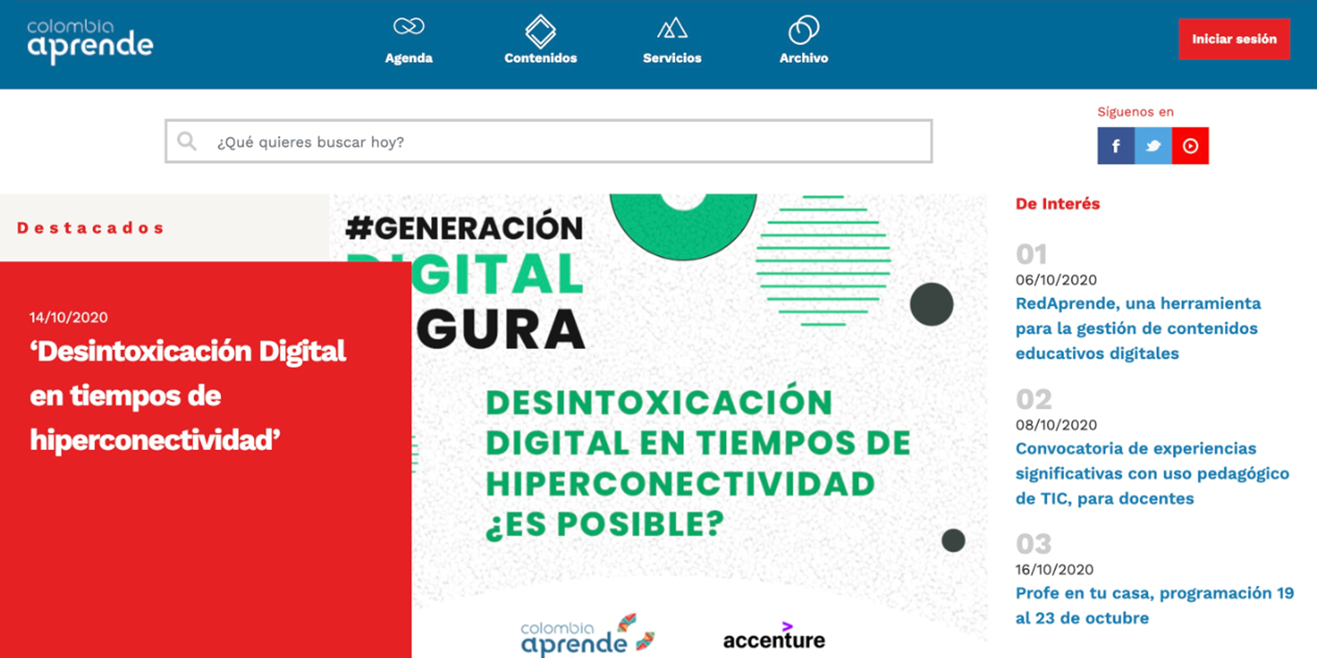 Colombia Aprende platform screenshot